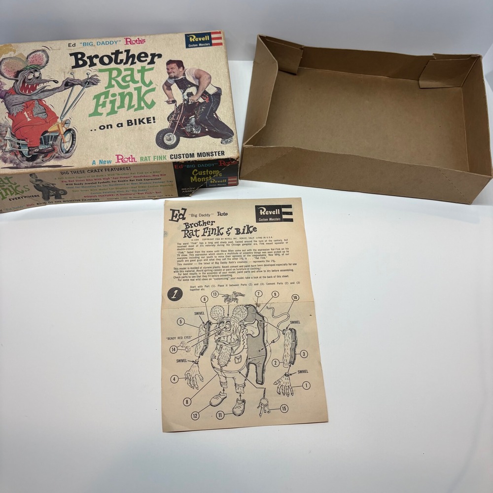 Vintage 1964 Ed Big Daddy Roth Revell Brother Rat Fink Box Manual Only - Picture 12 of 16